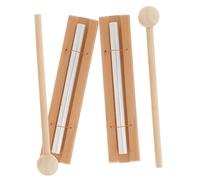HYTROVE 2 Set Percussion Hand Bell Chimes with Mallet for Meditation Yoga Prayer Teacher Reminder Sound Instrument Mindfulness Energy Musical Tool for Classroom and Early Childhood