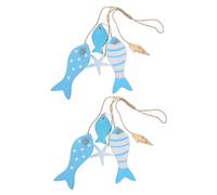 HYTROVE 2 Sets Rustic Wooden Fish Wall Hanging Beach Theme Decor Natural Wood Craftsmanship Coastal Ocean Figurine for Nursery Kitchen Bathroom Entryway Wall Art