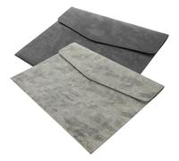 HYTROVE 2pcs A4 Faux Leather Business Document Bags, Large Capacity Button Closure File Organizer Pouch Set in Black and Grey, Portable Document Holder for Office and Travel