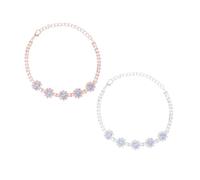 HYTROVE 2pcs Adjustable Rhinestone Pet Jewelry Necklace for Cats and Dogs Silver Rose Gold Collar Elegant Design for Social Events Photoshoots and Daily Wear