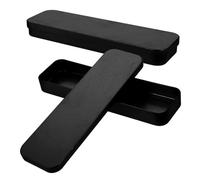 HYTROVE 2pcs Black Tinplate Storage Box Pencil Case and Tweezer Tool Organizer Multifunctional Metal Stationery Holder Suitable for School and Office Use