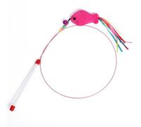 HYTROVE 2pcs Cat Feather Teaser Sticks with Bells Interactive Cat Made of Wire and Plastic Fish Shape Gift for Friends and Active