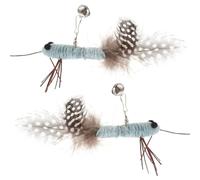 HYTROVE 2pcs Cat Teaser Replacement Feather with Plush Insect Shape for Lasting Use and Change Bad Biting Behaviour, for Exercise and Spending Time with Pets