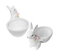 HYTROVE 2pcs Ceramic Bunny Shaped Desktop Storage Holder Unique Candy Dish for Office Desk Jewelry Cosmetics Organizer Home Decor Gift