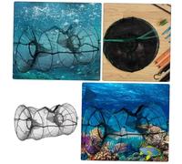 HYTROVE 2pcs Collapsible Crab Cage Trap Portable Nylon Fishing Net for Crawfish Shrimp Lobster Durable Foldable Minnow Trap for Outdoor Fishing and Aquaculture Use