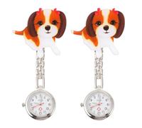 HYTROVE 2pcs Cute Cartoon Dog Nurse Pocket Watch in Silver with Accurate Timekeeping and Convenient Hanging Clip, for Hospital Staff and Professionals