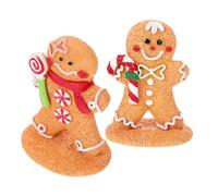 HYTROVE 2pcs Gingerbread Man Ornament Christmas Topper Mini Party Decorate Figure Small Gingerbread Man Doll Indoor Table Xmas Gold Decorations Retro Ornaments