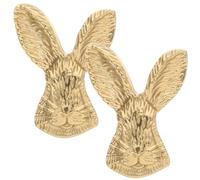 HYTROVE 2pcs Golden Brass Bunny Head Shaped Drawer Knobs with Versatile Fit and Easy Installation for Wardrobe Doors and Cabinet Handles in Modern Whimsical Style