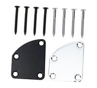HYTROVE 2pcs Guitar Neck Plates Set Electric Guitar and Bass Neck Mounting Joint Boards Silver and Black for Electric Instruments