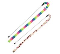 HYTROVE 2pcs Interactive Cat Teaser Wand Stick for Indoor Cats Engaging Playthings for Kittens Strengthen Bond with Pets Lightweight and Portable