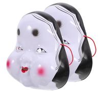 HYTROVE 2pcs Japanese Cosplay Party Masks with Detailed Craftsmanship and Playful Expression Design, Plastic Full Face Mask Cosplay Props for Christmas and Dress up Theme Parties