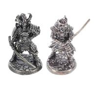 HYTROVE 2Pcs Japanese Samurai Micro Figurines Set, Metal Ancient Warrior Statues for Dormitory and Bonsai Desk Decoration, Miniature Historical Soldier Sculptures