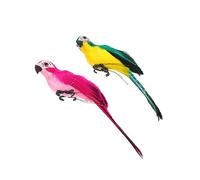 HYTROVE 2Pcs Lifelike Artificial Parrot Figurines Simulated Parrot Model with Bright Fade-resistant Colors Decorative Ornaments for Garden Home Patio Display