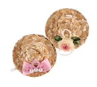 HYTROVE 2pcs Mini Pet Hats for Birds Cute Woven Chicken Parrot Accessories for Tea Party Cosplay Fun Playful Costume Headgear for Pets