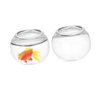 HYTROVE 2Pcs Mini Transparent Glass Fish Tank for Dollhouses Realistic Round Fish Bowl Model DIY Accessory Stimulates Imagination and Hands Skills