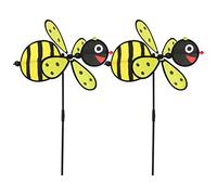HYTROVE 2PCS Outdoor Decorated Bee Windmill Colorful Fabric Playthings for Boys and Fun Garden Ornament for Home and Farm Decor Lightweight and Durable Design