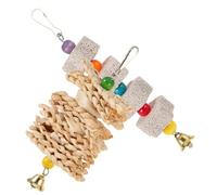 HYTROVE 2Pcs Parrot Chewing Toy Set Bell Calcium-Rich Teeth Grinding Stone Blocks for PET Birds Hanging Accessory for Cockatiels and Parakeets