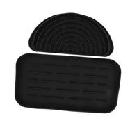 HYTROVE 2pcs Silicone Dish Tray Drainer and Water Dispenser Drip Tray Set with Removable Black Drainboard, Half-moon Drip Catcher for Kitchen and Fridge Use