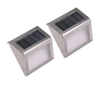 HYTROVE 2Pcs Solar Powered Stair Lights Stainless Steel Outdoor Wall Lamp Garden Fence Light Easy Install Step Light with Bright Illumination