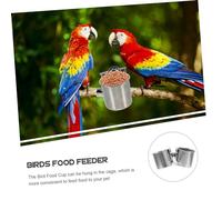 HYTROVE 2Pcs Stainless Steel Bird Feeding Cups with Clips Practical Parrot Feeder Bowls for Cage Large Capacity Water and Food Holder for Pigeons Finches Cockatiels and Small Pets
