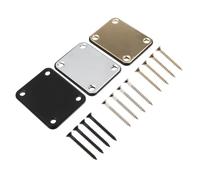 HYTROVE 3 Pcs Electric Guitar Neck Plates Set, Neck Joint Mounting Back Plates for Electric Guitar and Bass, White, Gold and Black Replacement Parts for Repair and Upgrade