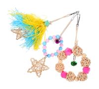 HYTROVE 3pcs Rattan Bird Chewing Toy for Parrots Interactive Hanging Plaything Engaging Chew Toy for Budgies Cockatiels Parakeets Stimulates Natural Foraging Behavior