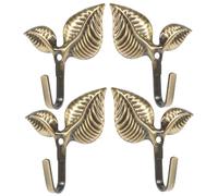 HYTROVE 4pcs Antique Bronze Wall Hooks Leaf-Shaped Coat Hangers Iron Decorative Key Holders for Entryway Multifunctional Rustic Metal Hooks with Easy Installation