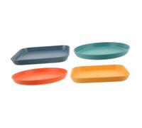 HYTROVE 4pcs Pet Feeding Bowls Set for Small Cats and Dogs, Non-slip Shallow Cat Plates for Wet Food Flat Bottom, Multi-color Square and Round Food Bowls Suitable for Puppies and Short-legged Pets