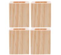 HYTROVE 4pcs Solid Wood Bed Risers, Natural Unfinished Wooden Square Furniture Lifters Extenders Stilts for Sofa Couch Chair Table Legs Blocks Support