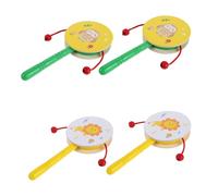 HYTROVE 4pcs Wooden Monkey Drum Set for Handheld Animal Percussion Instruments with Lion and Owl Shapes Soothing Sound Early Learning for Preschool Activities and Family Gatherings