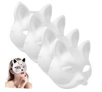 HYTROVE 5Pcs Blank Cat Masks for DIY Painting Paper Half Animal Masks for Masquerade Parties Craft Blanks for Adults for Theatrical Shows Creative Activities