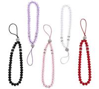 HYTROVE 5pcs Crystal Phone Strap Chain, Anti-lost Hanging Rope for Phone, Hands-free Decorative Lanyard for Music Players and U Disks, DIY Craft Gift Accessory Random Color