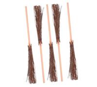 HYTROVE 5pcs Mini Witch Broom Straw Braided Outdoor Sweeping Brush for Crafting Dollhouse Decor Miniature Landscape Furniture