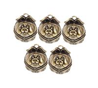HYTROVE 5Pcs Vintage Dog Collar Bells Retro Brass Pendant for Small Dogs Decorative Hanging Bells for Pet Collars for Crafts and Photo Shoots