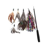 HYTROVE 6pcs Cat Interactive Training Teaser Wand Set Sections with Pearl Replacement Heads for Engaging Playtime and Strengthening Bonds