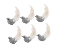 HYTROVE 6pcs Faux Birds with Glitter Powder Realistic Plumage Artificial Bird Ornaments for Tree Decoration Garden Landscaping Home Decor Craft for Elegant Indoor Outdoor Display