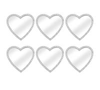 HYTROVE 6PCS Rhinestone Heart Shaped Phone Mirror Stickers in Silver Metal and Glass for DIY Cellphone Case Back Charm Travel Decoration for