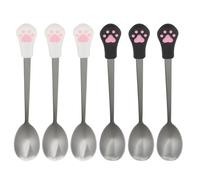 HYTROVE 6pcs Stainless Steel Pet Food Can Spoons with Smooth Edge and Easy Cleaning 5.9 Inch Long Handle Claw Scoops for Cat Wet Food at Home Or on The Go