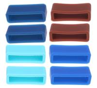 HYTROVE 8pcs Silicone Watch Strap Loops Movable Bezel Rings Replacement Bands for Women Men Soft Material Smooth Color Variety Sky Blue Dark Coffee