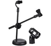 HYTROVE Adjustable Desktop Mic Stand Extendable Mic Stand for Desk Phone Holder Telescopic Microphone for Tabletop Use