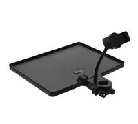 HYTROVE Black Multifunctional Microphone Stand Clamp-on Sound Card Tray and Phone Holder, Adjustable Broadcast Mic Storage Rack for Live Streaming and Podcasting