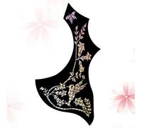 HYTROVE Black Plastic Wing Shaped Pickguard for Acoustic Guitar, Self-adhesive and Easy to Install Protective Guard Sticker with Colourful Flower and Bird Pattern