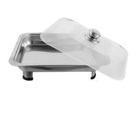 HYTROVE Buffet Food Tray Rectangular Food Platter with Lid Stainless Steel with Rounded Corners, Practical and Anti-Cracking Serving Dish for Catering and Buffet Use