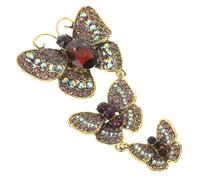 HYTROVE Butterfly Brooch Pin for Women Clothes Lapel Pin, Purple Alloy Three Rhinestone Adorned Butterflies, Vintage Elegant Brooch to Elevate Look and Versatile Accessory for Backpacks