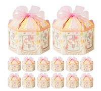 HYTROVE Candy Packaging Boxes Christmas with Ribbon Yellow 50pcs and Thanksgiving, Unique Octagonal Shape Party Sweets Box to Create Festive Atmosphere for Wedding Favour