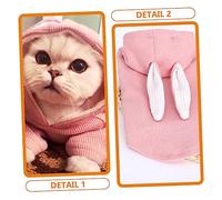 HYTROVE Cat Bunny Ears Hoodie Pullover Soft Knitted Coat for Dogs and Kittens Lightweight Pet Garment for Travel Cosplay and Holiday Photo Shoots Easy to