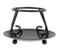 HYTROVE Cauldron Pot Holder Cauldron Rack Brackets Cast Iron Wok Support Rack High Temperature Resistance High Durability Black Design for Camping and Desktop Heating