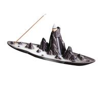 HYTROVE Ceramic Backflow Incense Burner Elegant Mountain Design Tabletop Censer Holder for Home Office Decor for Meditation Lovers Multi Functional Aromatherapy Accessory