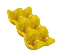 HYTROVE Ceramic Egg Tray Container Smooth Edge Egg Holder for Refrigerator Kitchen Storage Space-saving Dispenser Refrigerator Keeper with Modern Elegant Design Yellow