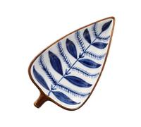 HYTROVE Ceramic Japanese-Style Hand-Painted Leaf Snack Dish Plate, Small Sauce and Dessert Serving Plate for Kitchen and Household Tableware